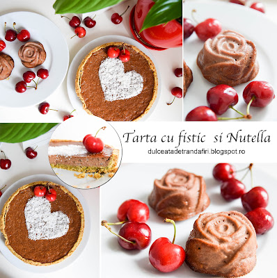 Tarta cu blat de fistic si crema cu Nutella