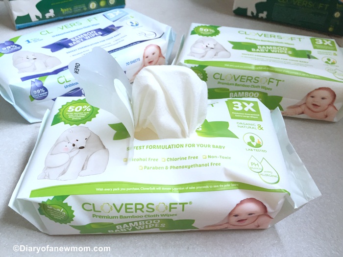 Baby wipes from CloverSoft.They come in travel sized packs too.