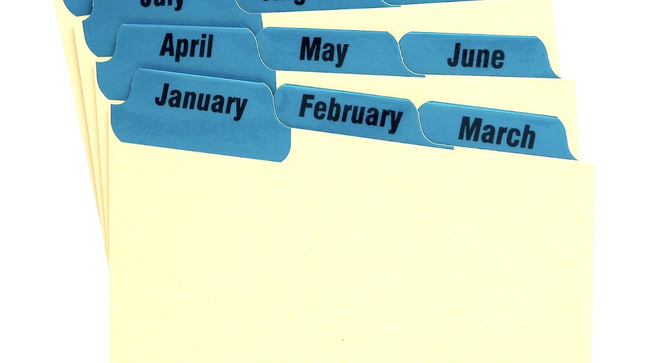 Monthly Index Card Dividers Index Choices