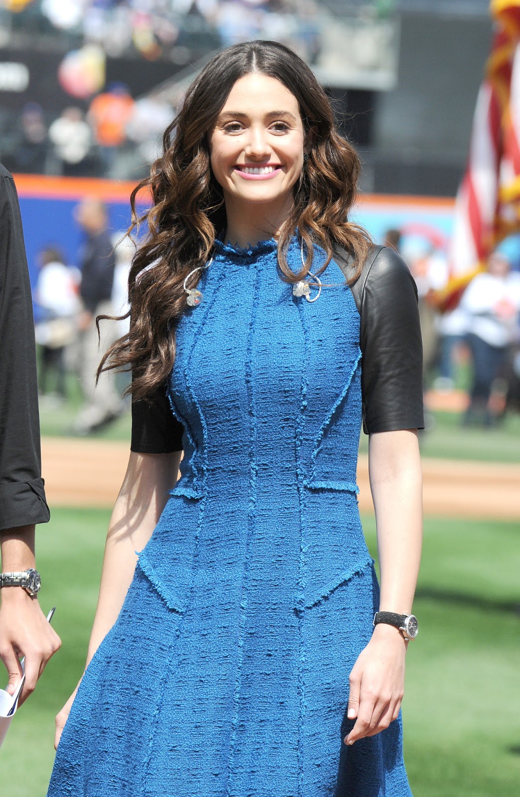 Emmy Rossum - performs the National Anthem attends the New York Mets