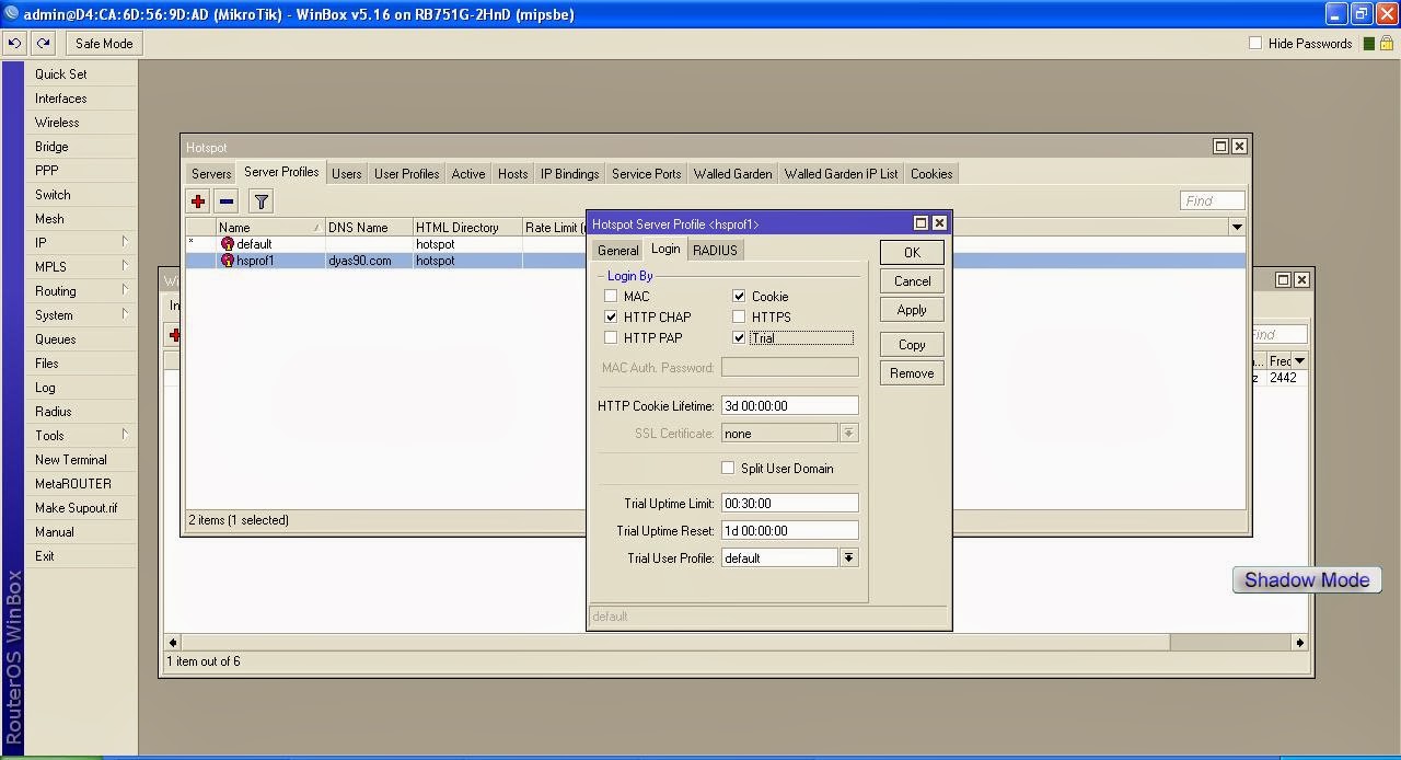 Parameter yang Dikonfigurasi dalam Membangun Hostpot (Wireless)Diary
