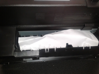 crumpled paper into printer