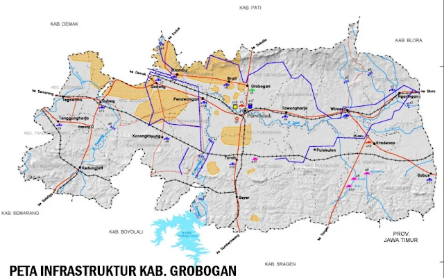Gambar Peta Infrastruktur Kabupaten Grobogan Jawa Tengah