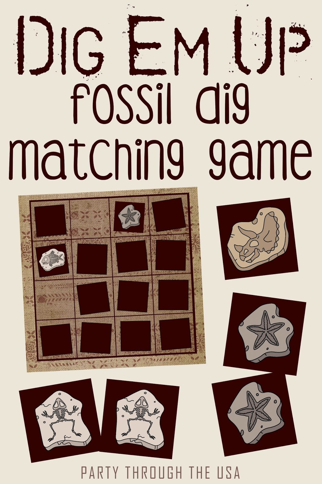 Fossil Dig Travel Matching Game