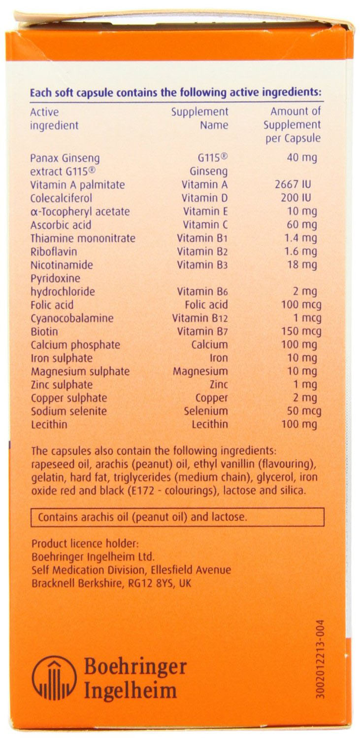 What Are The Active Ingredients ☤ ☤ Pharmaton Capsules Quick Relief Of Tiredness Fatigue ☤