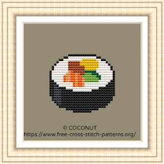 SUSHI ROLL #1, FREE AND EASY PRINTABLE CROSS STITCH PATTERN
