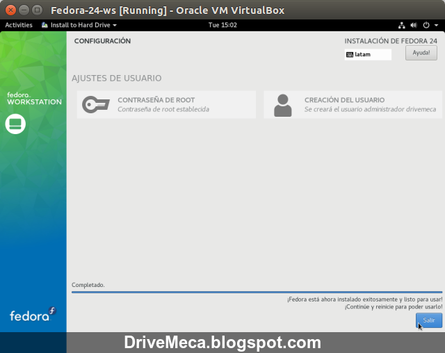 DriveMeca instalando Linux Fedora 24 Workstation paso a paso DriveMeca instalando Linux Fedora 24 Workstation paso a paso
