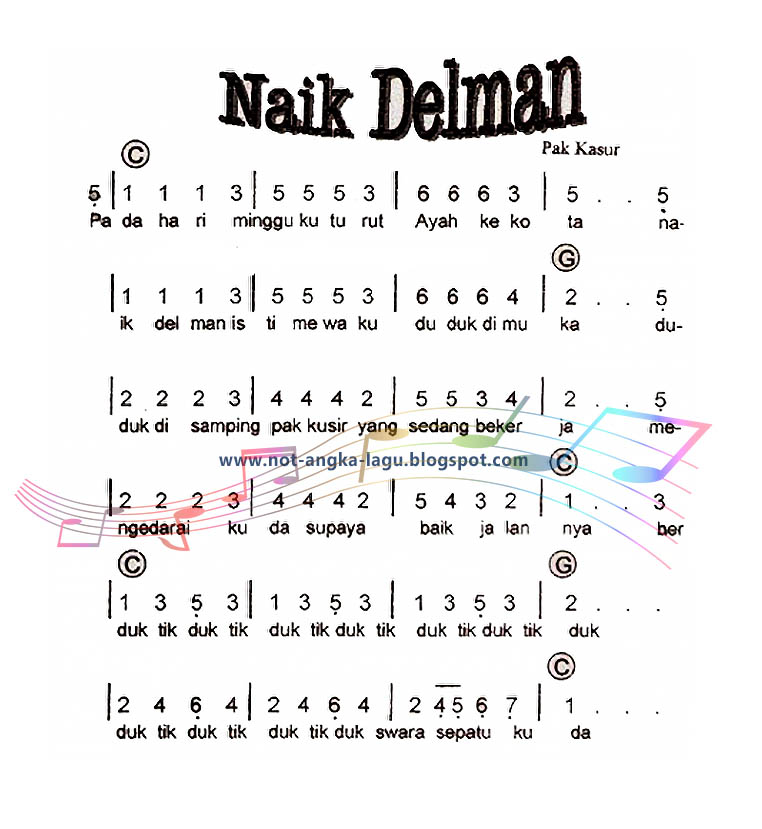 Not Angka Lagu Naik Delman