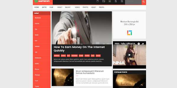 AMPNEWS Blogger Template Free