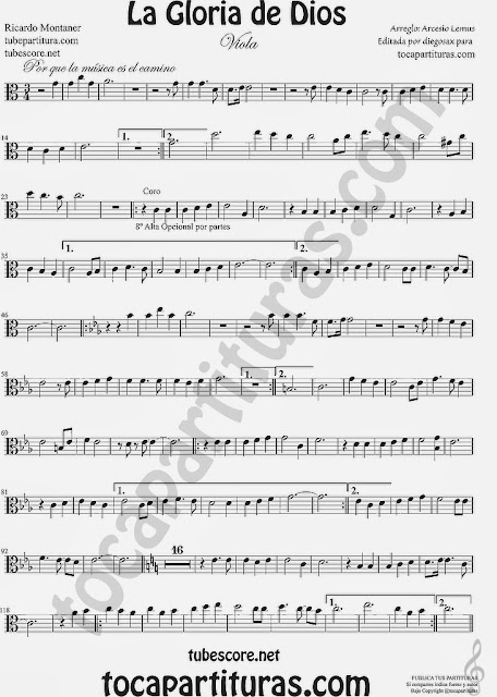 Partitura de para clave de Viola en Clave de Do  Easy Sheet Music for viola
