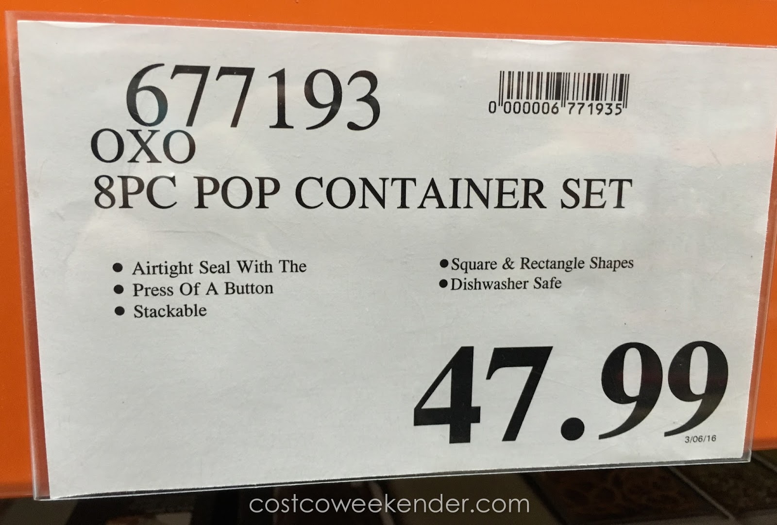 Oxo SoftWorks 8 piece Pop Container Set Costco Weekender