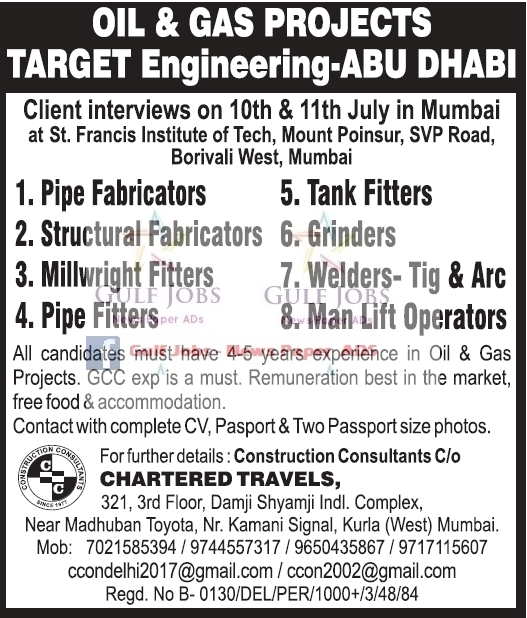 Oil & gas Project Jobs for Abu Dhabi Gulf Jobs for Malayalees
