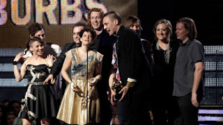 indie band arcade fire pulls 'album of the year' upset at grammys