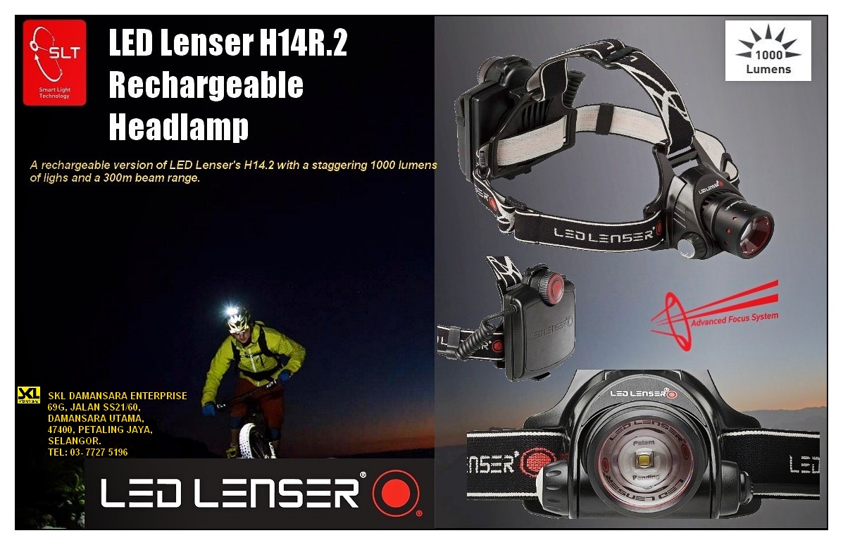 SKL DIY Uptown LED Lenser H14R.2 1000 Lumens Rechargeable Headlamp