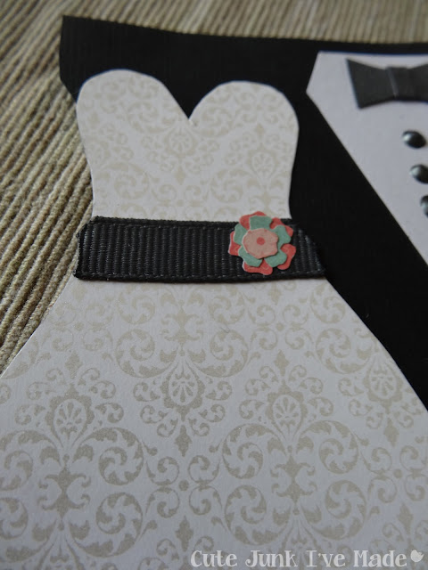 Homemade Wedding Card - Flowers on Dress