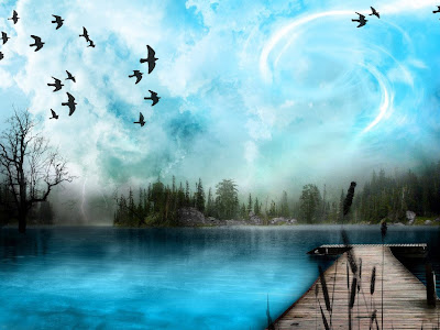 Blue Nature Fantasy River HD Wallpaper