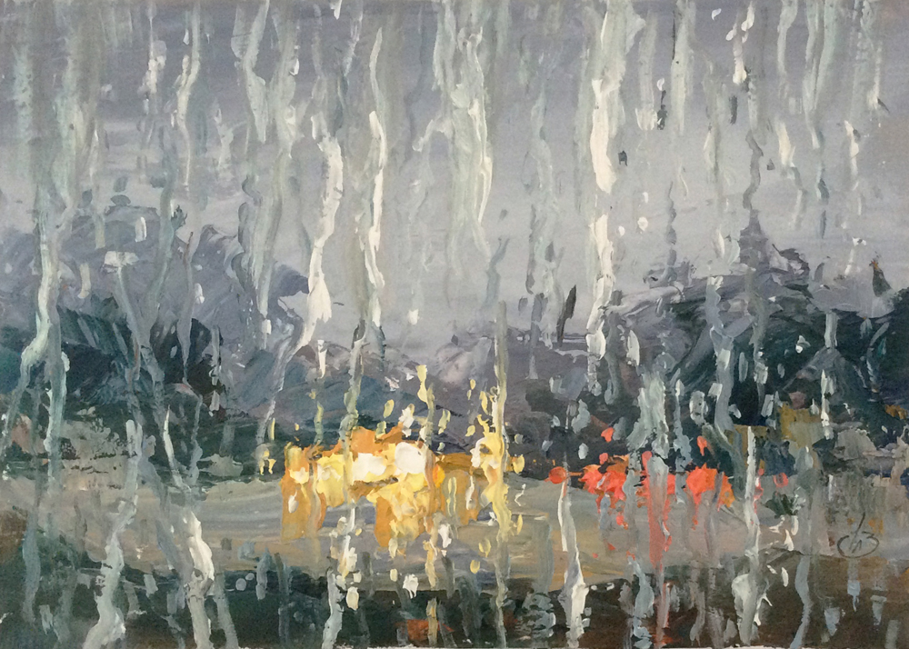 TOM BROWN FINE ART RAIN ON WINDOW by TOM BROWN
