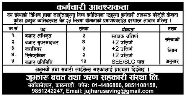 Job Vacancy on Sahakari Sanstha