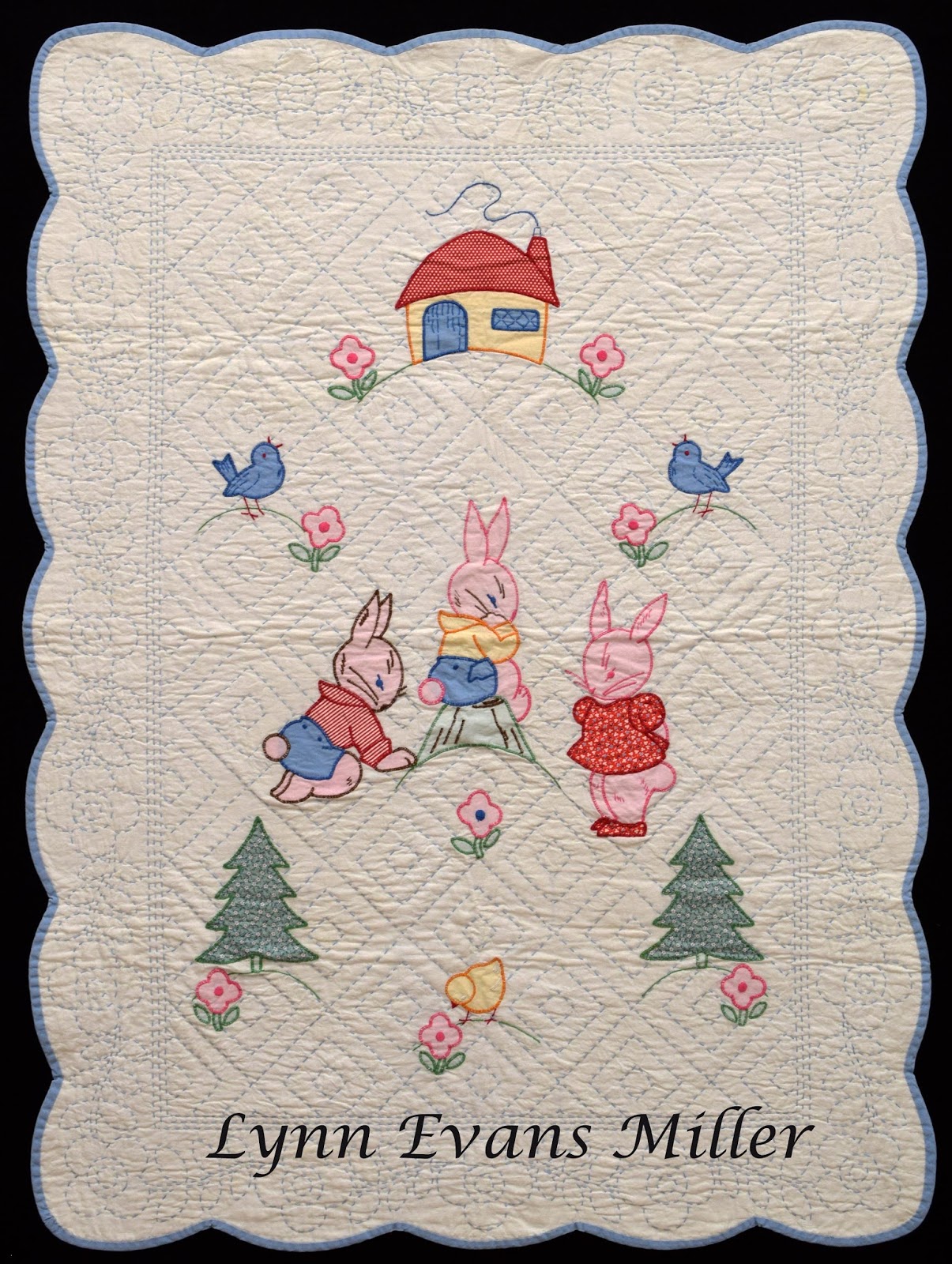 QuiltsVintage and Antique Three Rabbits Crib Quilt