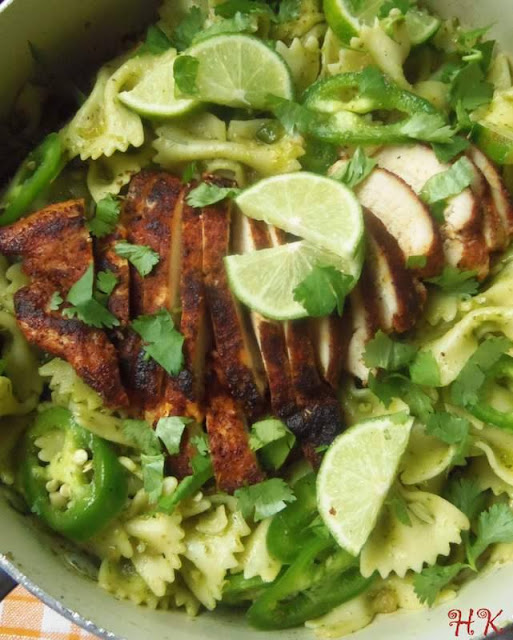 FUN RECIPE WORLD Healthy Cilantro Jalapeño Pasta With Blackened Chicken