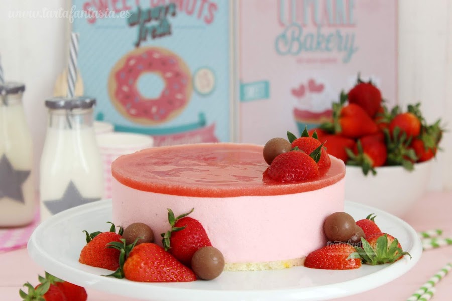 Receta Tarta Mousse de fresa o frutilla sin horno