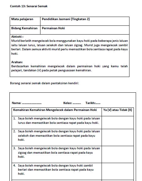 Contoh Instrumen Pentaksiran Bilik Darjah (PBD)