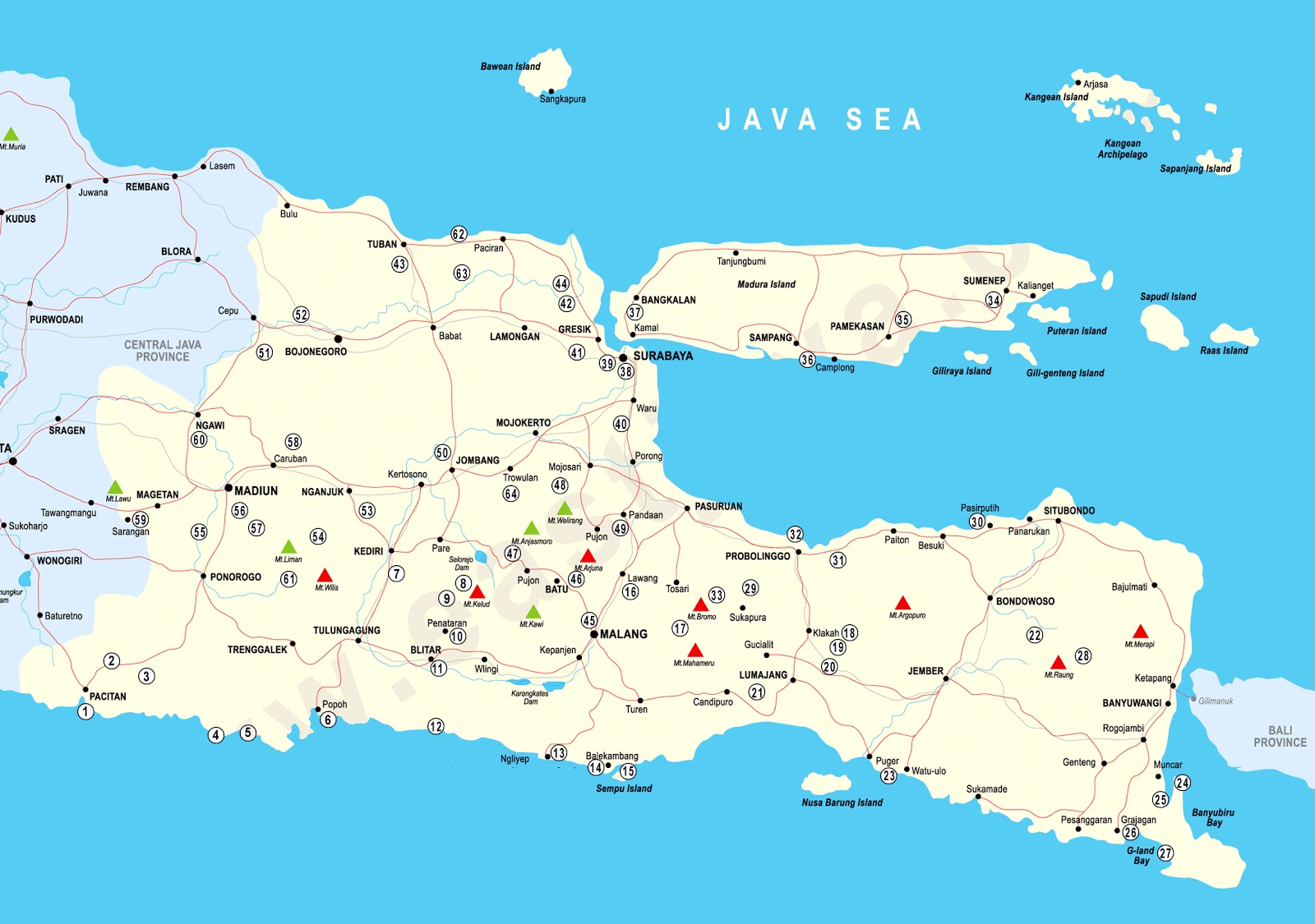 Peta Jawa Timur Lengkap Beserta Keterangan dan Gambarnya