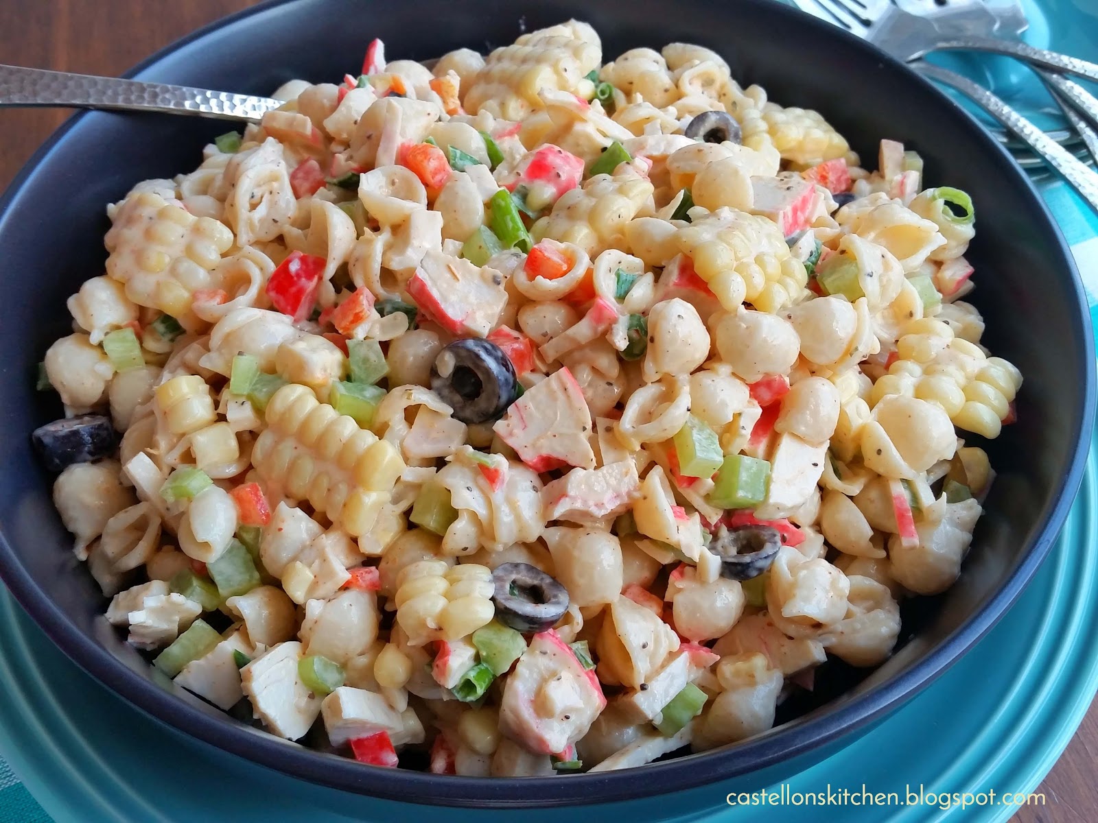 Castellon's Kitchen Easy Crab and Corn Pasta Salad