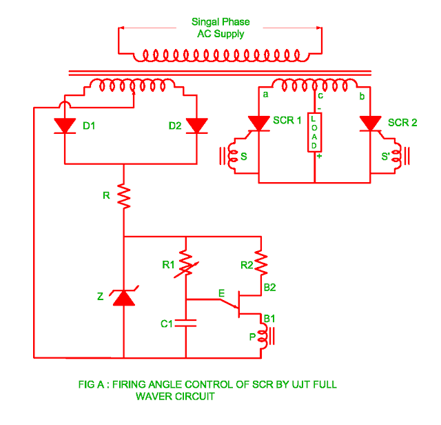Firing angle Control of SCR By the UJT Full Wave Circuit Electrical
