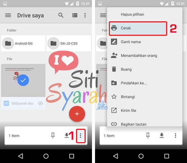 langkah print document dari android