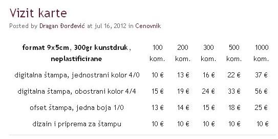 Štamparija PLUS Beograd * Vizit karte | Stamparija PLUS Beograd