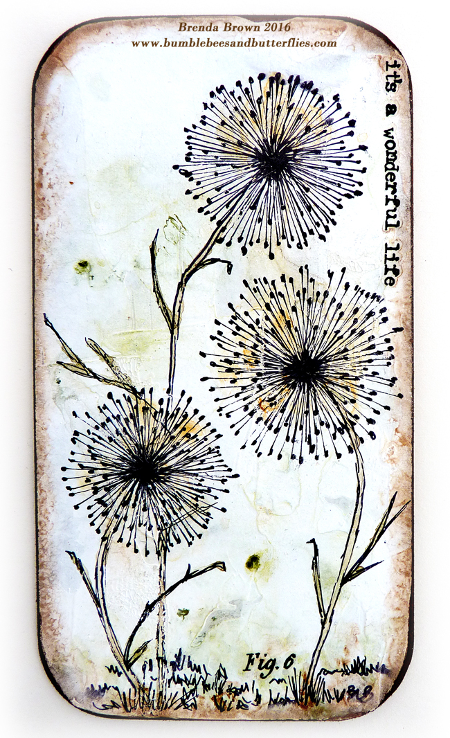 Bumblebees and Butterflies Framed pen and ink over gesso 2