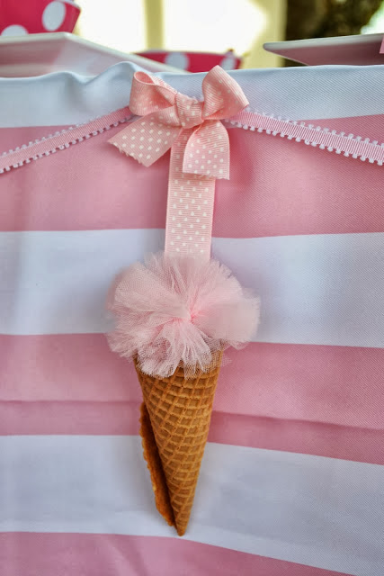 Pink Tulle Ice Cream Decorations