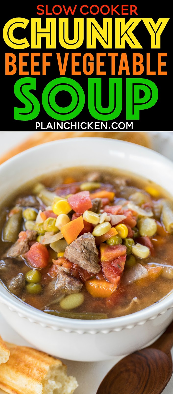 Slow Cooker Chunky Beef Vegetable Soup Plain Chicken®