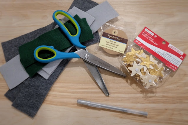 felt and supplies for holiday cards