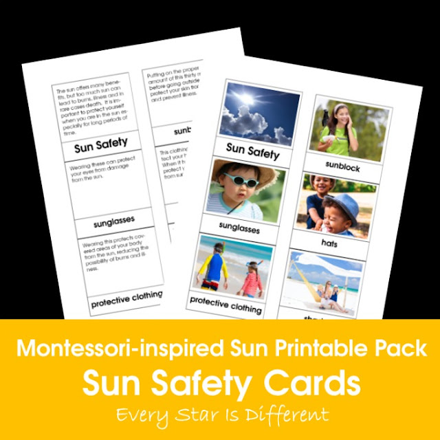 Montessori-inspired Sun Printable Pack: Sun Safety Cards