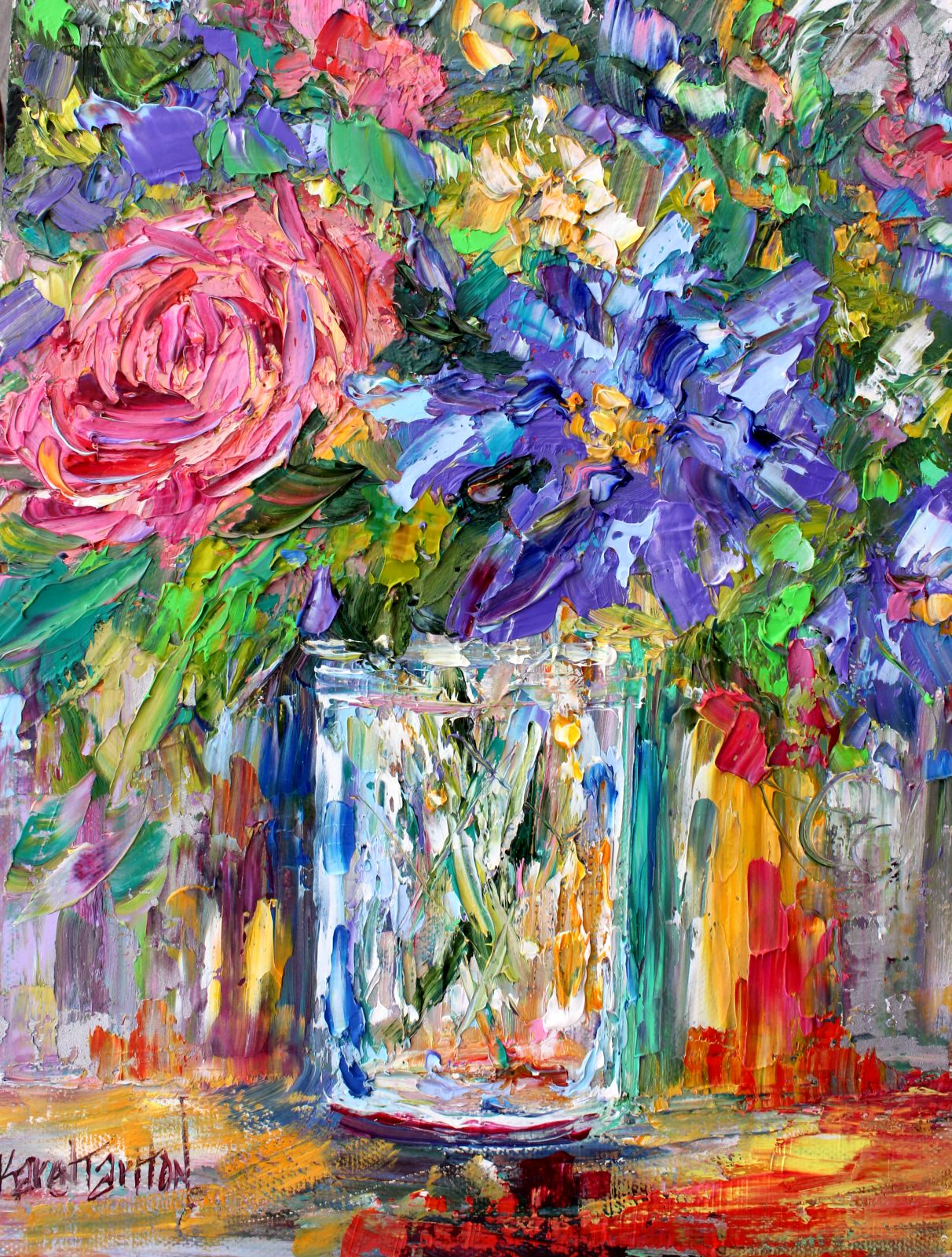 Palette Knife Painters, International Original oil painting Jar of