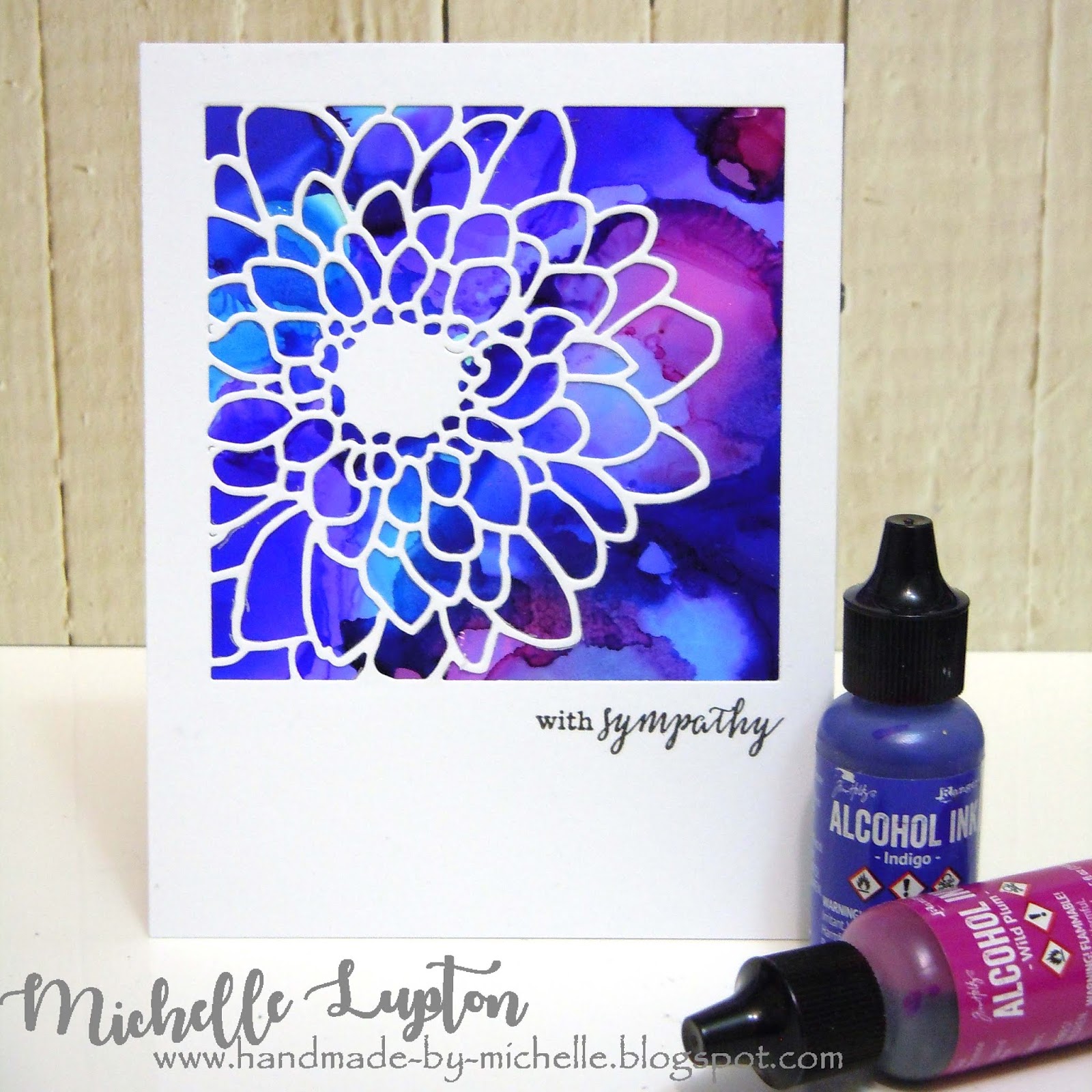 Handmade by Michelle Floral die cut sympathy card