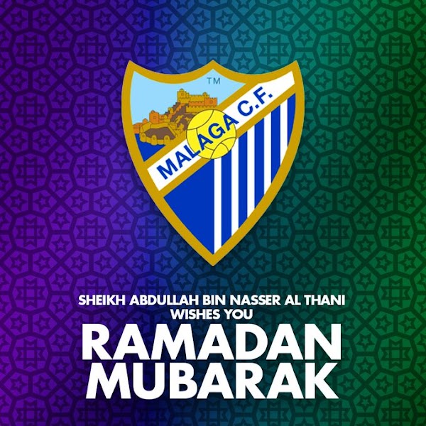 Al-Thani utiliza el escudo del Málaga para dar la bienvenida al Ramadán