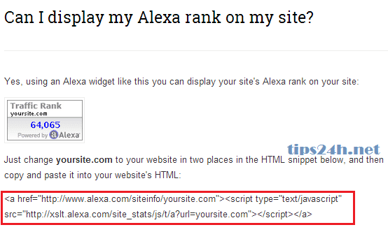 Hướng dẫn cách cài đặt alexa widget cho website/blog 2014