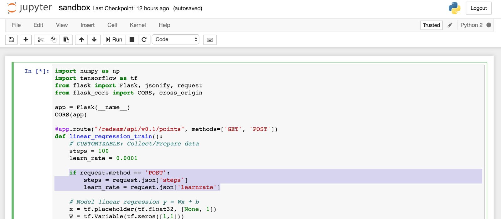 Andrej Baranovskij Blog: TensorFlow Linear Regression Model Access with ...
