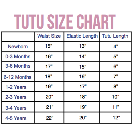 Tulle Tutu Size Chart