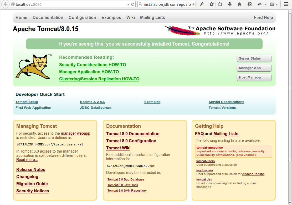 MicroMundos Instalaci n De JDK Tomcat 8 0 15 Bajo Linux Ubuntu Y