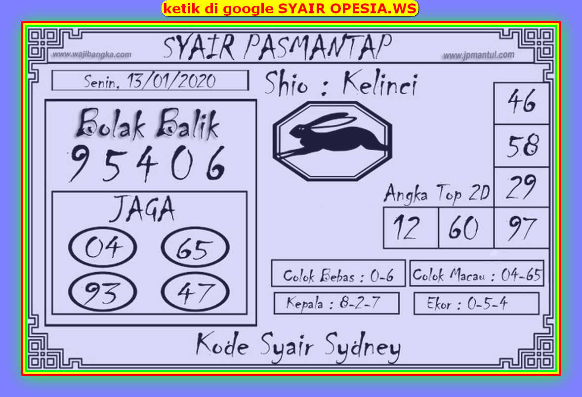 1 New Message Kode Syair Sydney 13 Januari 2020 Forum Syair Togel Hongkong Singapura Sydney