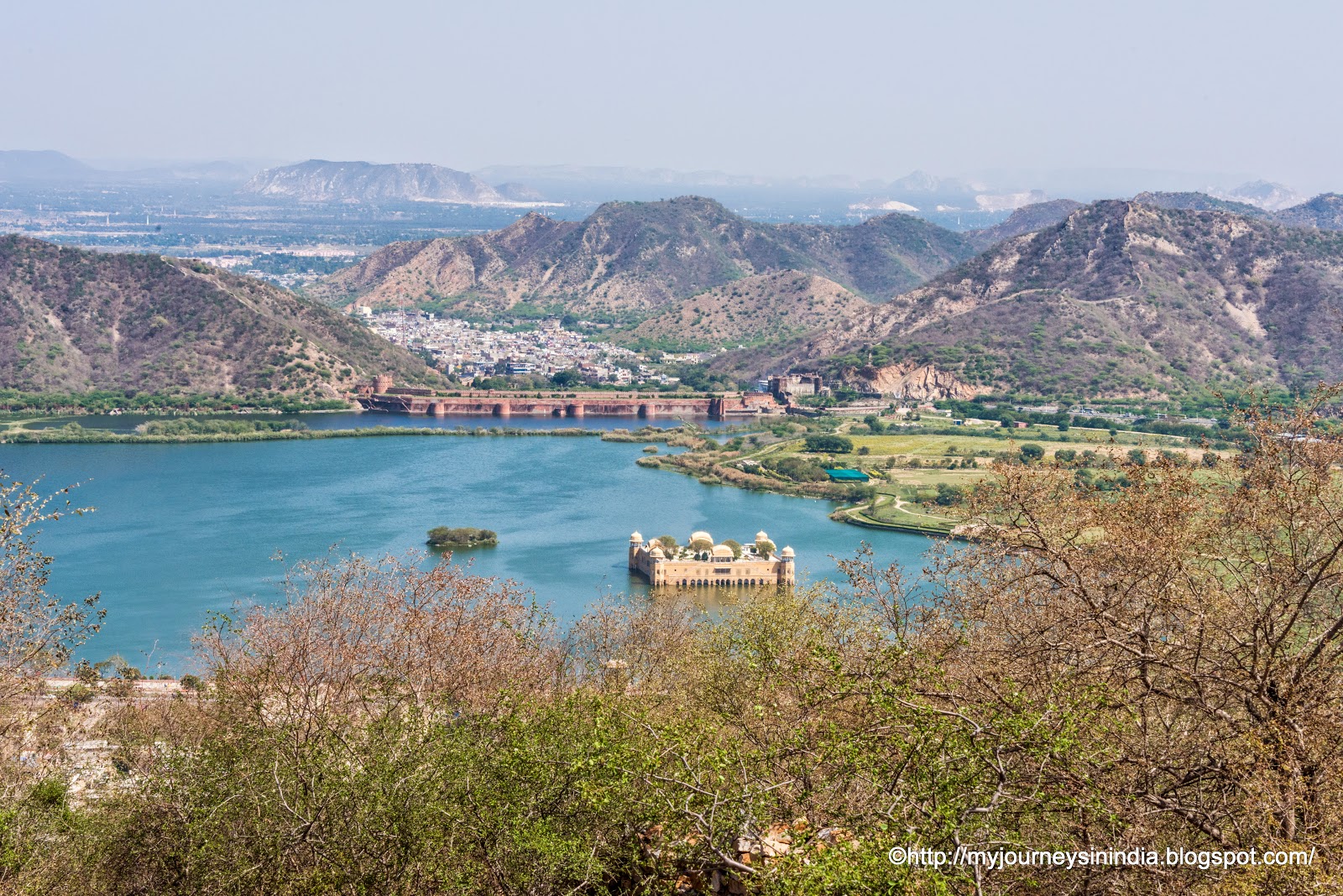 View of Jalmahal from on the way to Nagargarh Fort Jaipur