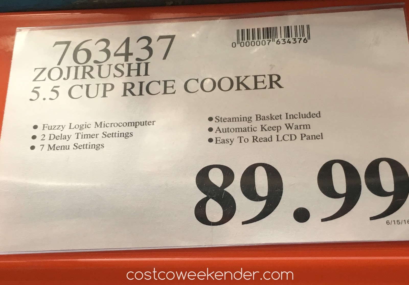 Zojirushi Rice Cooker and Warmer (NSWRC10) Costco Weekender