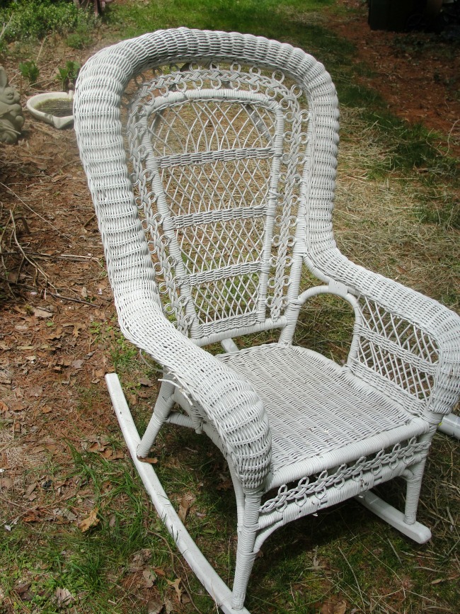 plain white wicker chair