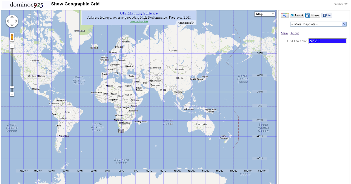 dominoc925: Show Geographic Grid Google Mapplet