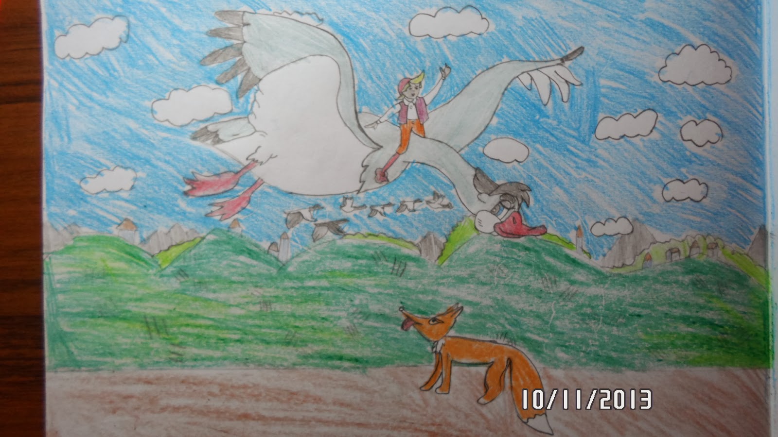 Рисунок к сказке приключения Нильса с дикими гусями