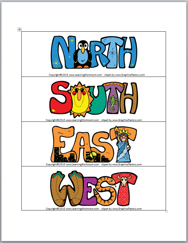 Cardinal Direction Signs Freebie - Classroom Freebies
